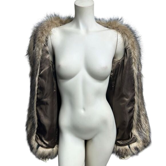 Design Lab Lord & Taylor Faux Fur Vest Tan and Brown Lined Fake Fur Vest Small - Picture 5 of 12